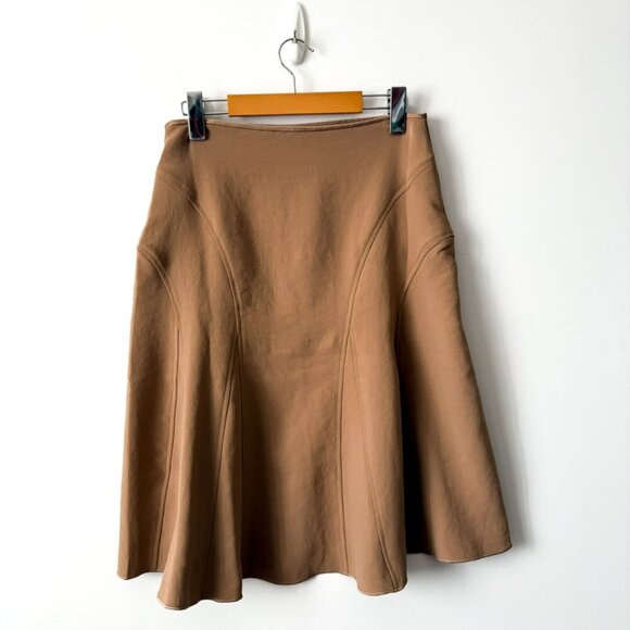Aritzia Wilfred Jupe Reyna High Rise Crepe Midi Skirt Tan Camel Size 6 - Picture 4 of 6